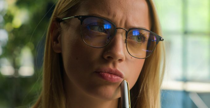 Thoughtful Caucasian young woman girl think creative idea female pensive businesswoman manager