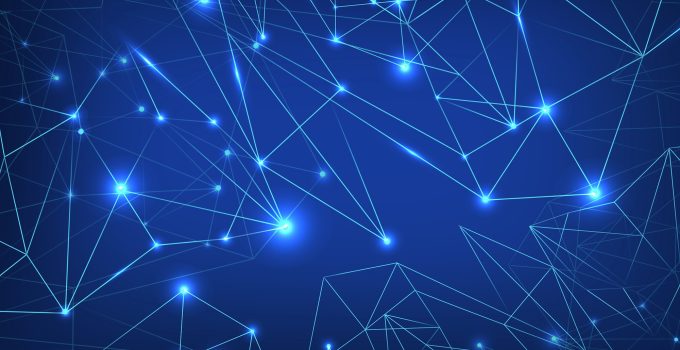 Connecting lines on a blue background illustration