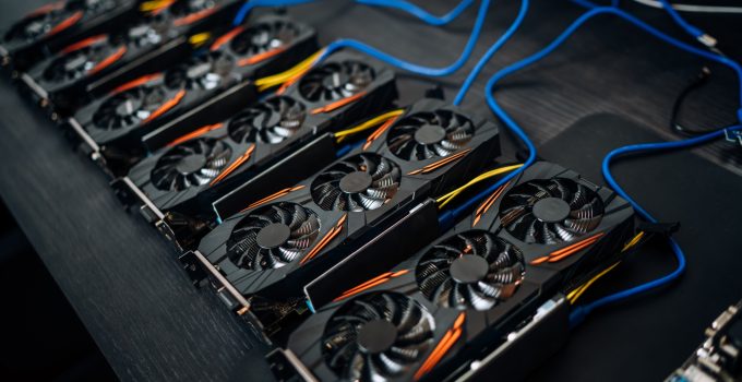Crypto currency mining components with graphics cards and gpu.